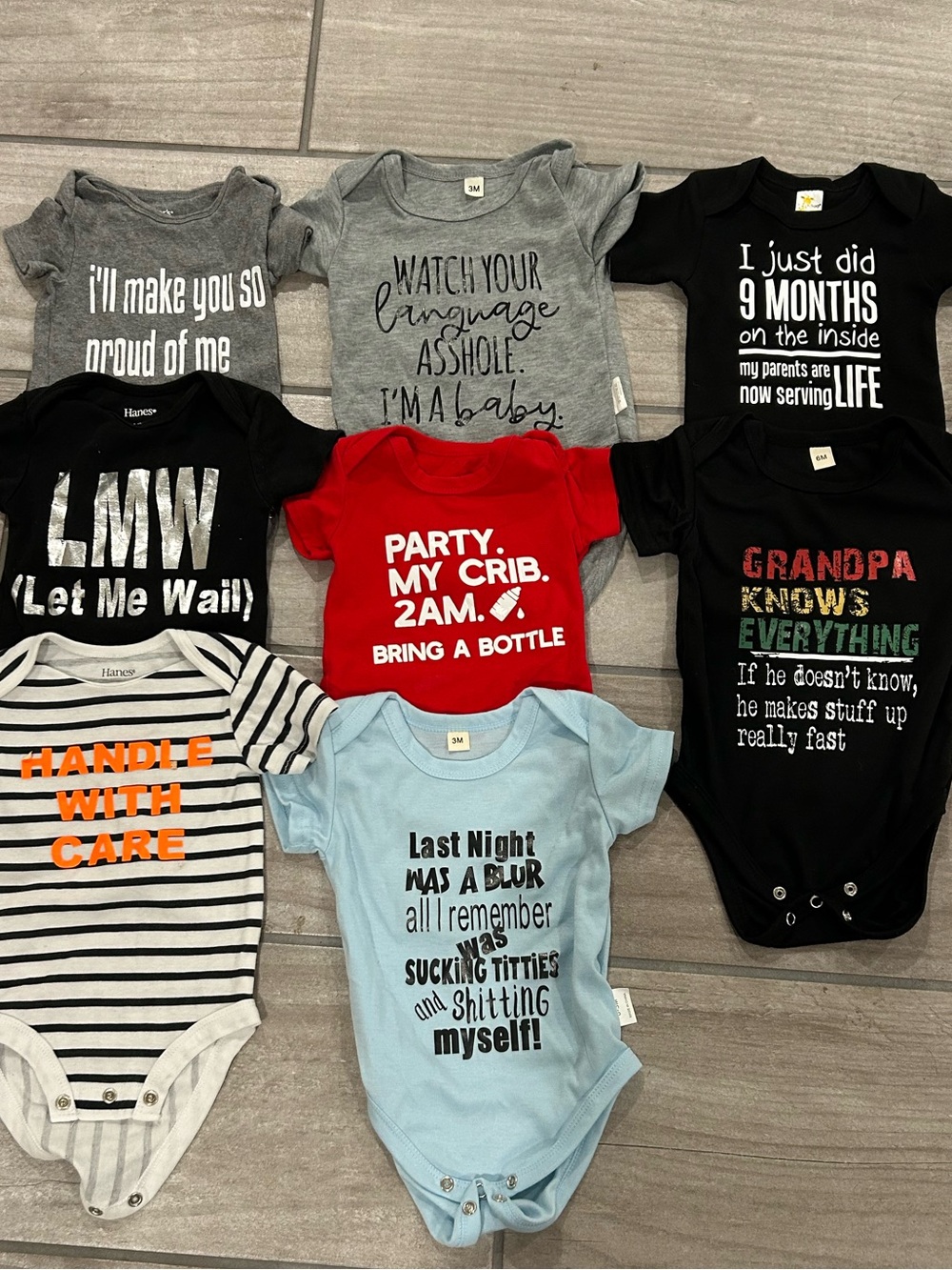 Graphic Assorted Baby One-Piece Bodysuits - Multi-Color Pack 3mos-12mos